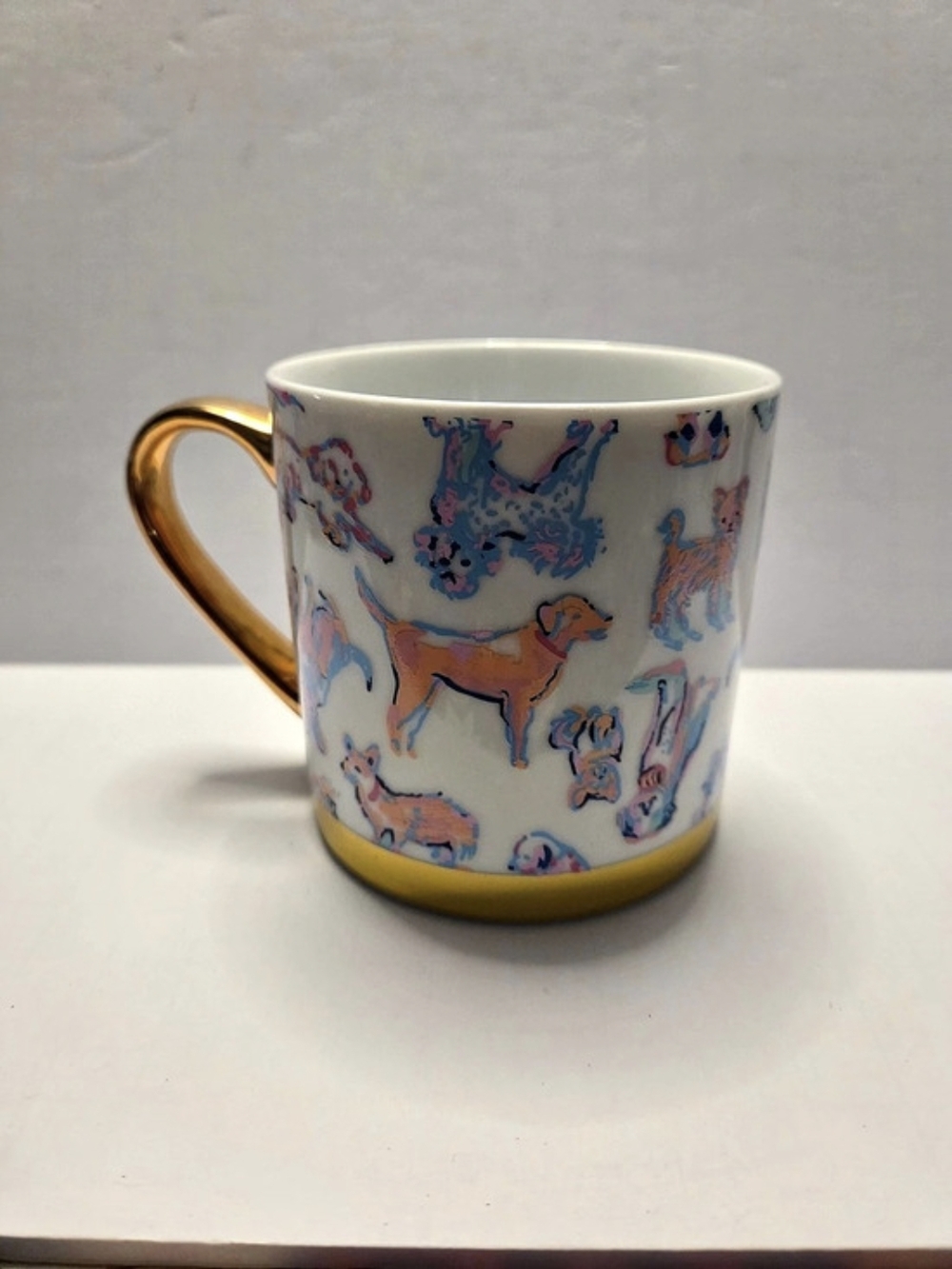 Lea Rytz Fur-bulous Mug Animal Print Mug in White & Blue Like New
